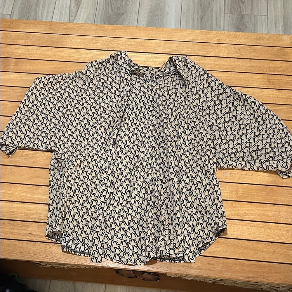 Patterned Black and Cream Women's Top